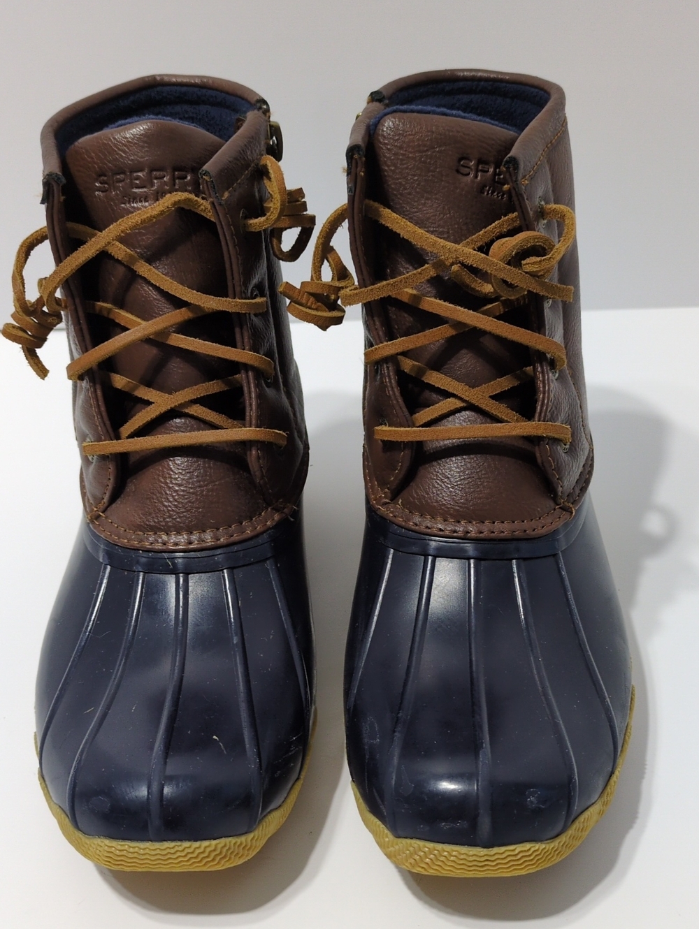 Sperry Top-Sider Girls Saltwater Duck Boots Size 4M Navy Brown